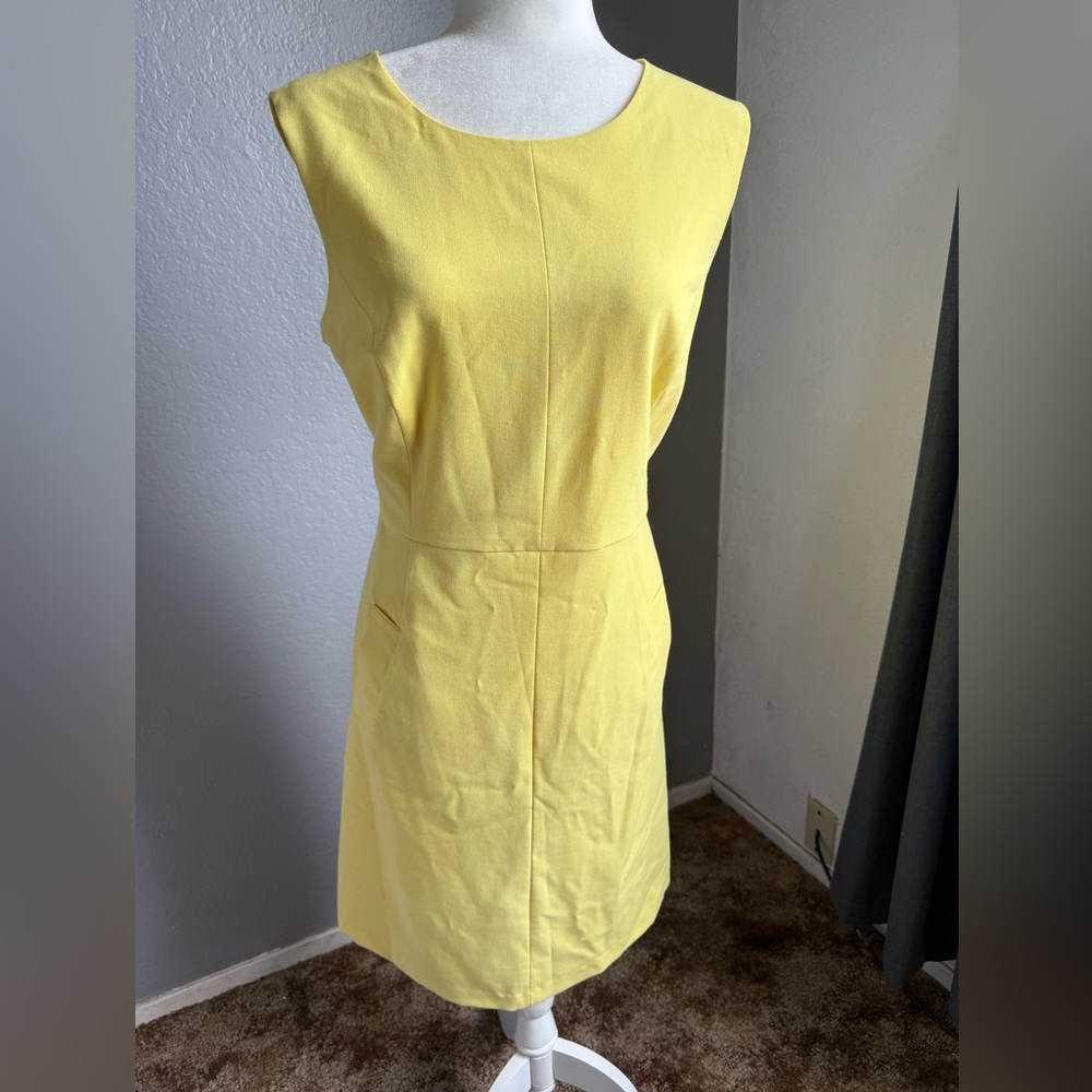 Nine West Yellow Sleeveless Dress w pockets 70s Go Go style Size 12